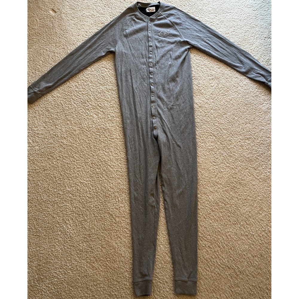 New Nasty Pig Union Suit Long Johns Gray Snap Closure Thermal Underwear Men L